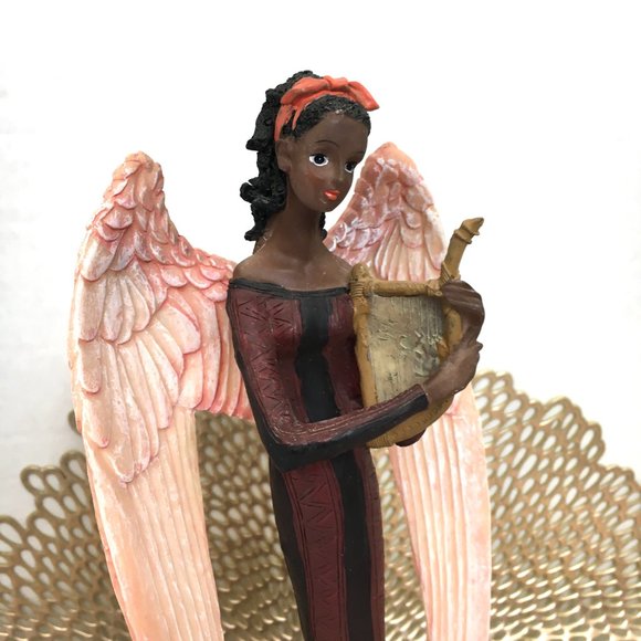 Meerchi African American Angel Playing Harp VTG - Picture 6 of 14
